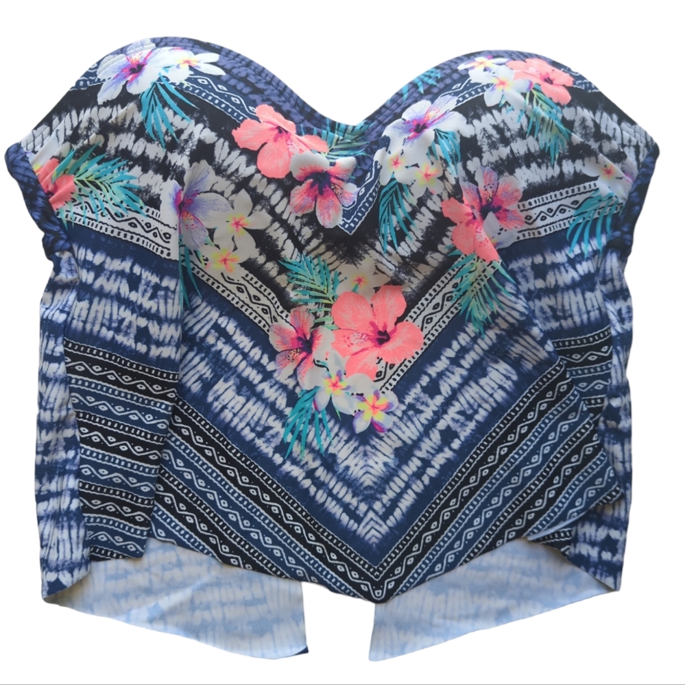 OP Blue Floral Swimsuit Top Size S